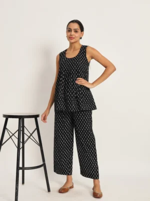 Black paisley Block print top and pant set